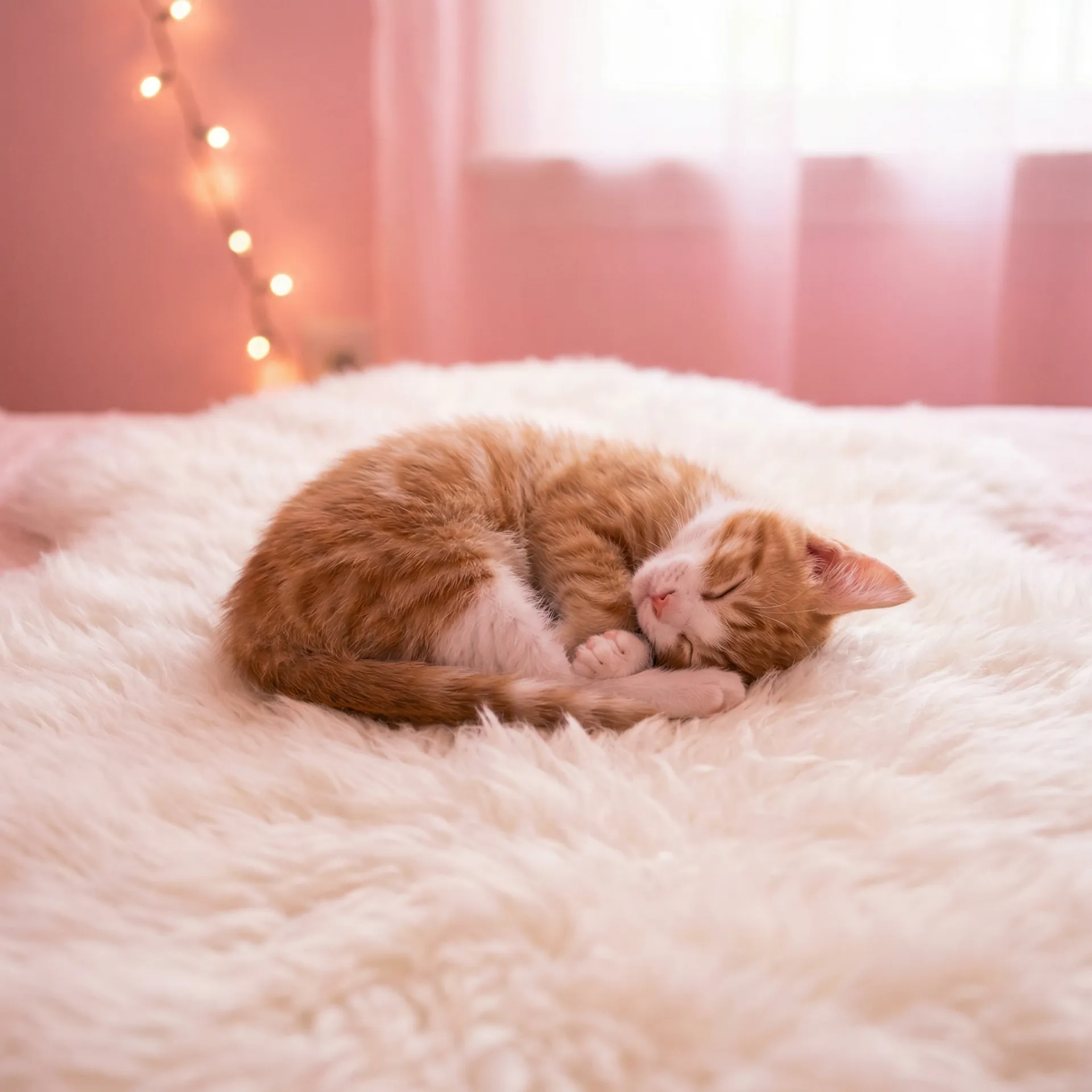 小猫蜷成一团入睡 - 金蚕降