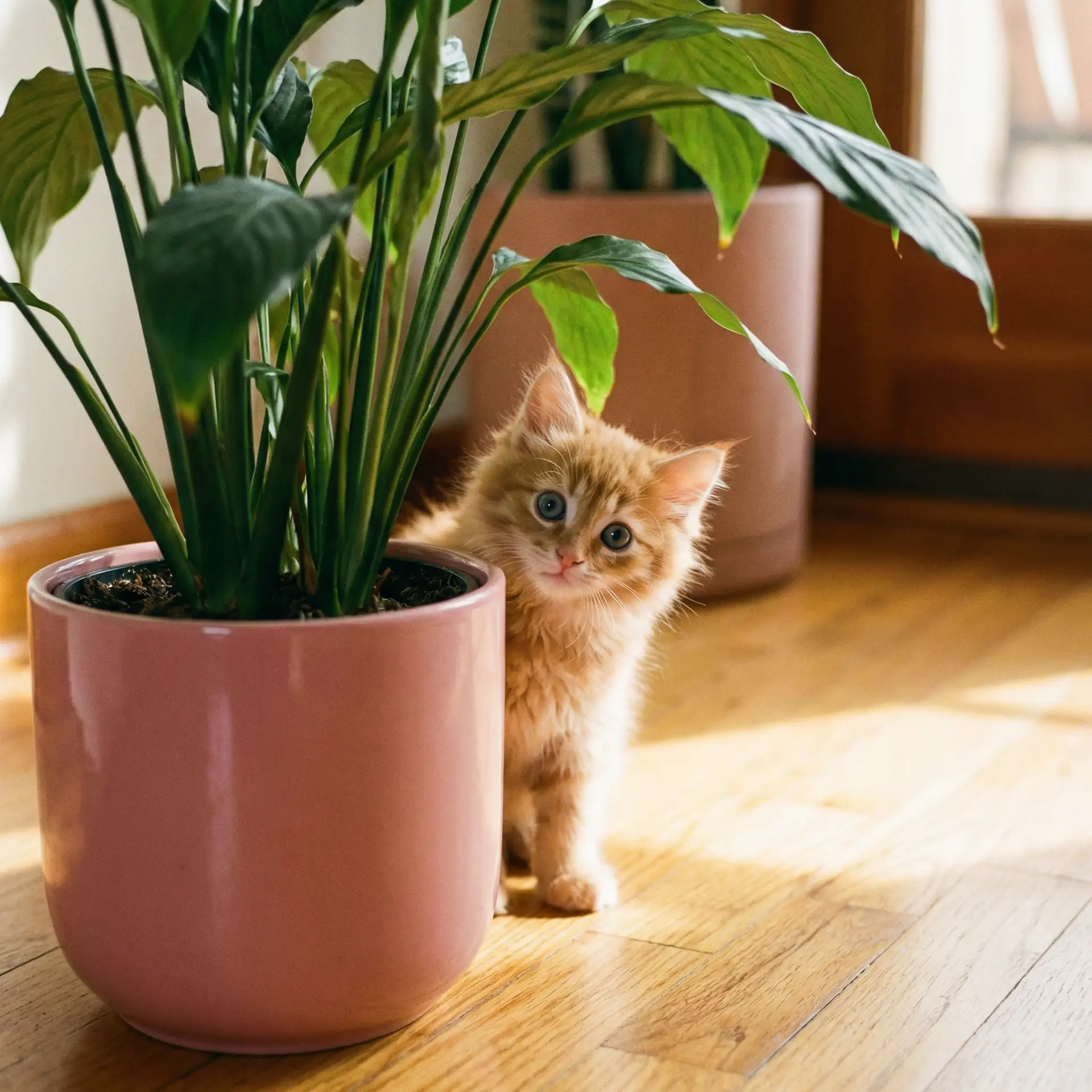 小猫从花盆后探头 - 金蚕降